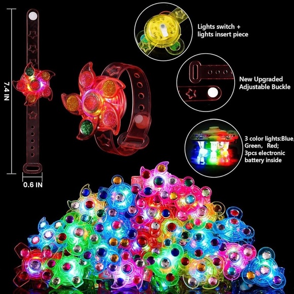 NWT LED Light Up Fidget Spinner Bracelets 12Pack🔥🔥 - Picture 4 of 9